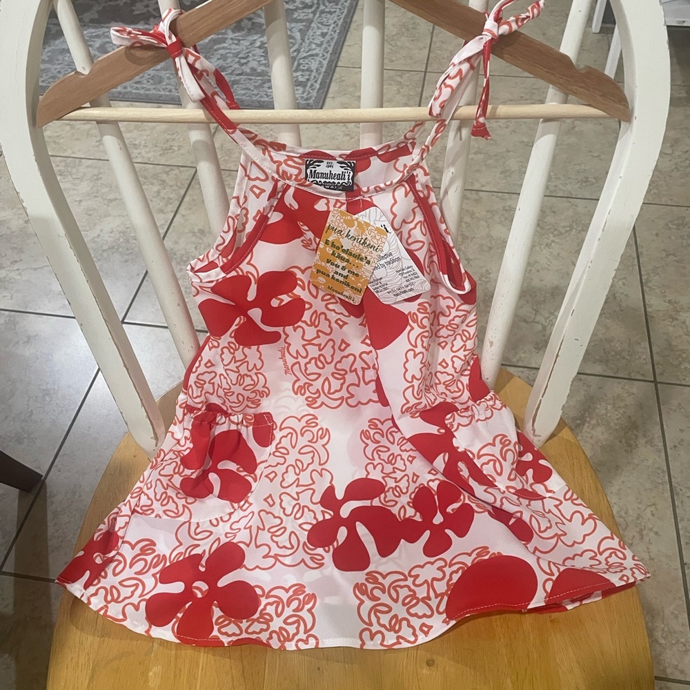 Manuhealii Red and White Floral Dress